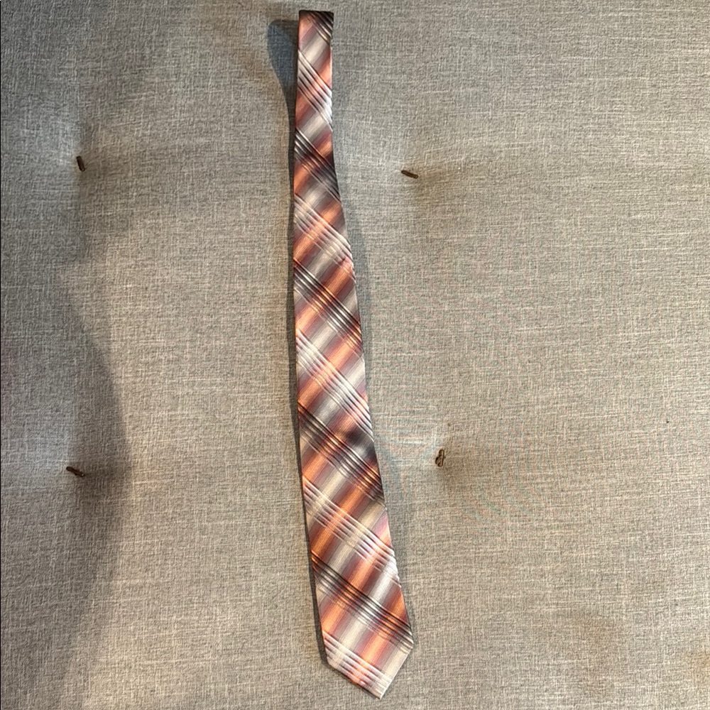 Van Heusen Plaid Tie - Orange and Brown